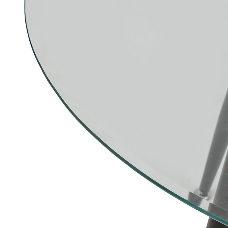 Masa dining Ostras, metal, sticla temperata transparenta, D.120 cm, 213090A