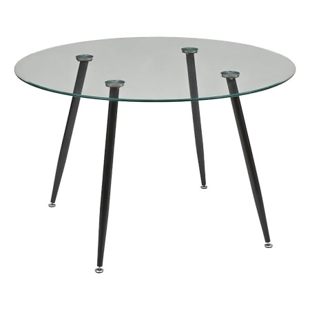Masa dining Ostras, metal, sticla temperata transparenta, D.120 cm, 213090A 