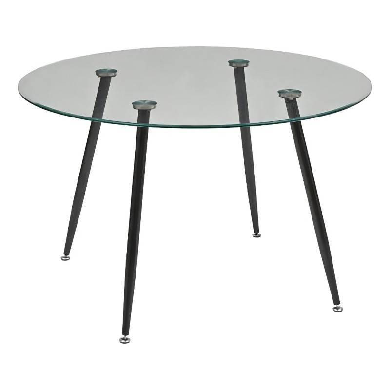 Masa dining Ostras, metal, sticla temperata transparenta, D.120 cm, 213090A