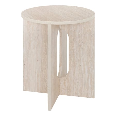 Masuta de cafea Anaya, MDF, bej, aspect travertin, D.40 cm, 213093 