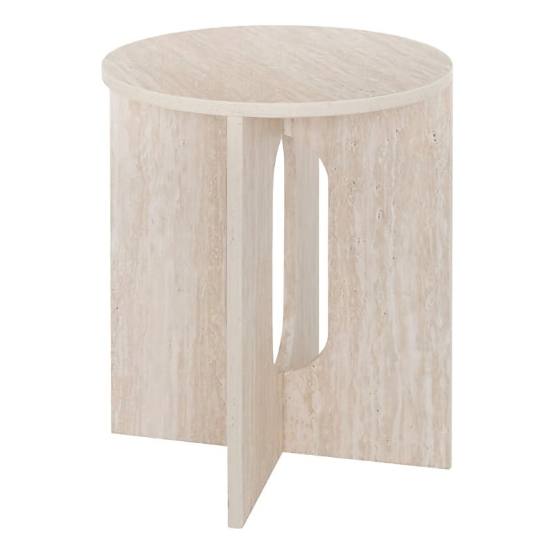 Masuta de cafea Anaya, MDF, bej, aspect travertin, D.40 cm, 213093