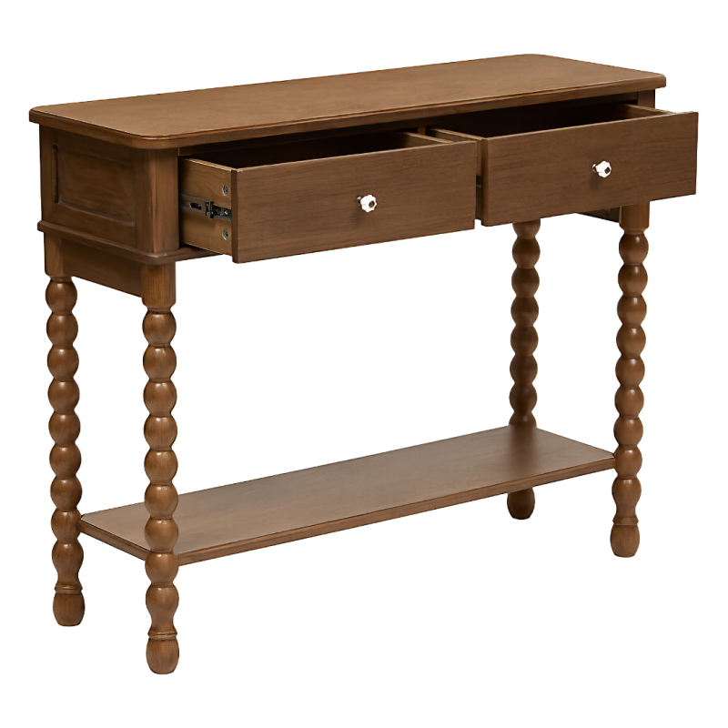 Consola Mona, lemn de frasin, maro cognac, 2 sertare, L.100 cm, 213113