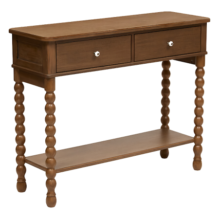 Consola Mona, lemn de frasin, maro cognac, 2 sertare, L.100 cm, 213113 