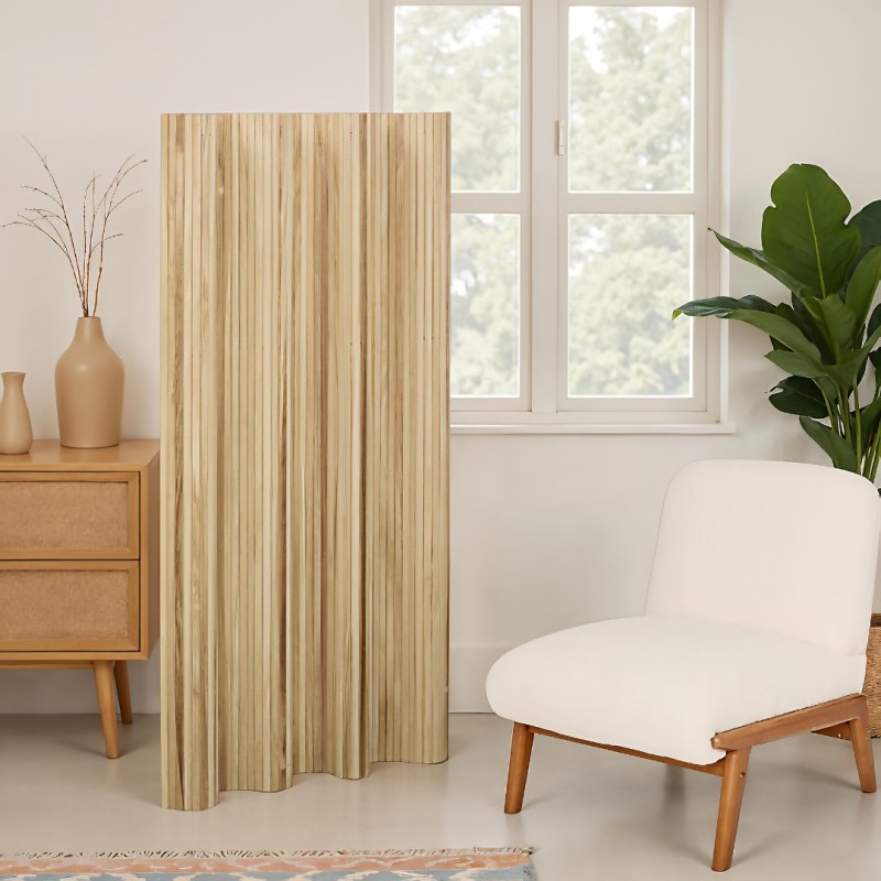Paravan Colva, lemn de paulownia, maro caramel, H.170 cm, 213123A