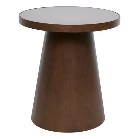 Masuta de cafea Hercyna, MDF, sticla, maro, D.45 cm, 213126 