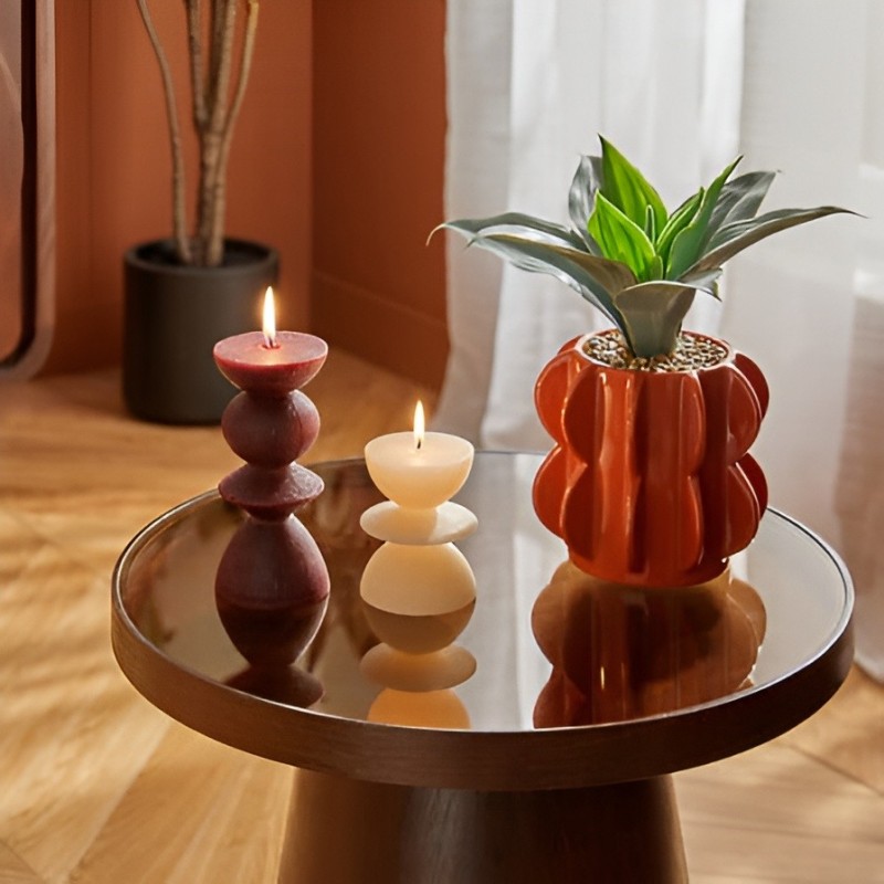 Masuta de cafea Hercyna, MDF, sticla, maro, D.45 cm, 213126