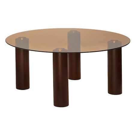 Masuta de cafea Ambra, metal, sticla securizata, ambra, D.80 cm, 213127 