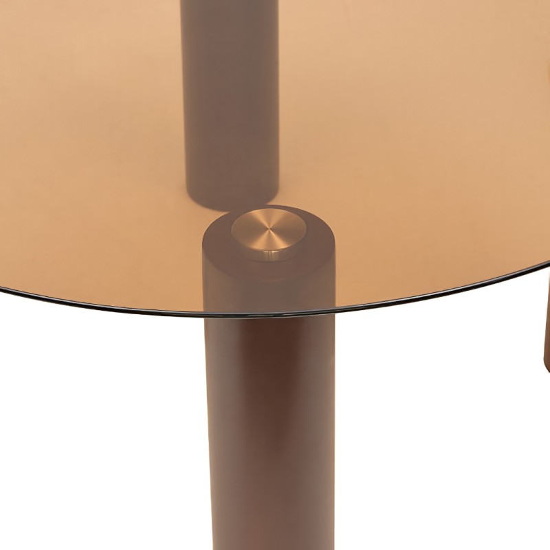 Masuta de cafea Ambra, metal, sticla securizata, ambra, D.80 cm, 213127