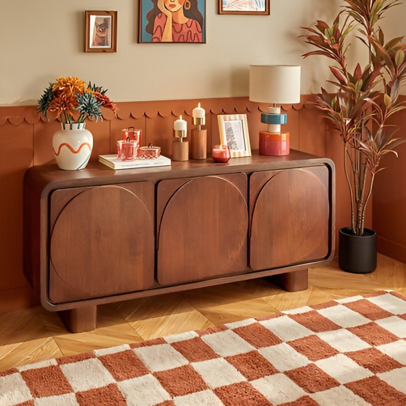 Comoda Shelty, lemn de mango, maro, 3 usi, L.160 cm, 213131