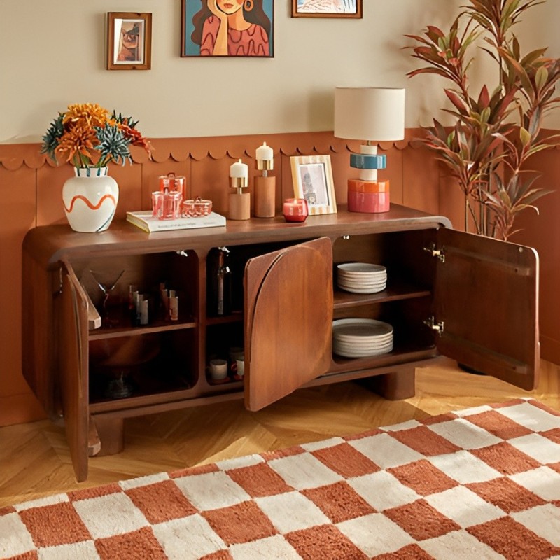 Comoda Shelty, lemn de mango, maro, 3 usi, L.160 cm, 213131