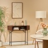 Consola Alcove, metal, MDF, maro, L.100 cm, 213139