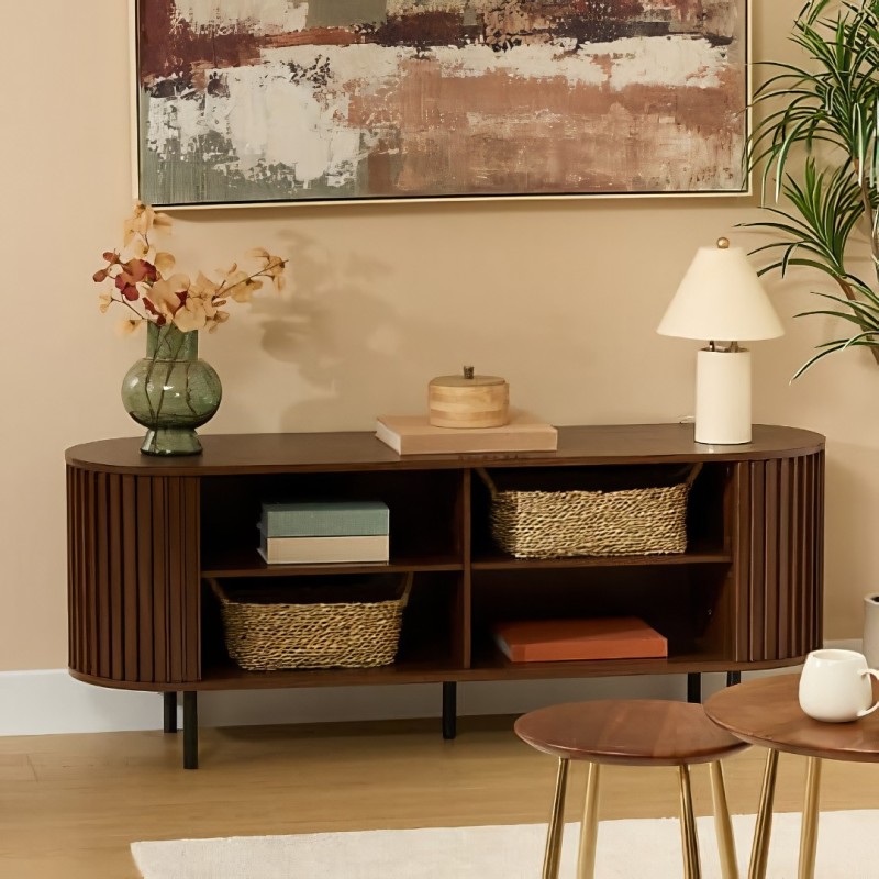 Comoda TV Alcove, MDF, maro, 2 usi, L.140 cm, 213140