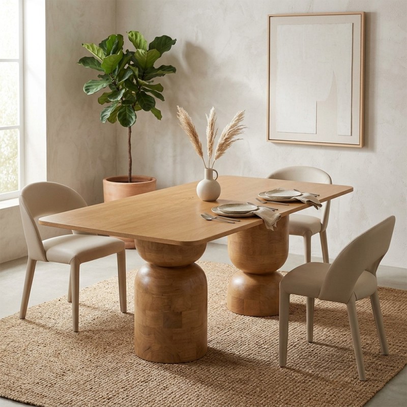 Masa dining Netsi, lemn de mango, bej, L.200 cm, 213163