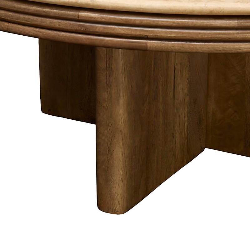 Masuta de cafea Nagda, lemn de mango, travertin, bej, D.100 cm, 213166