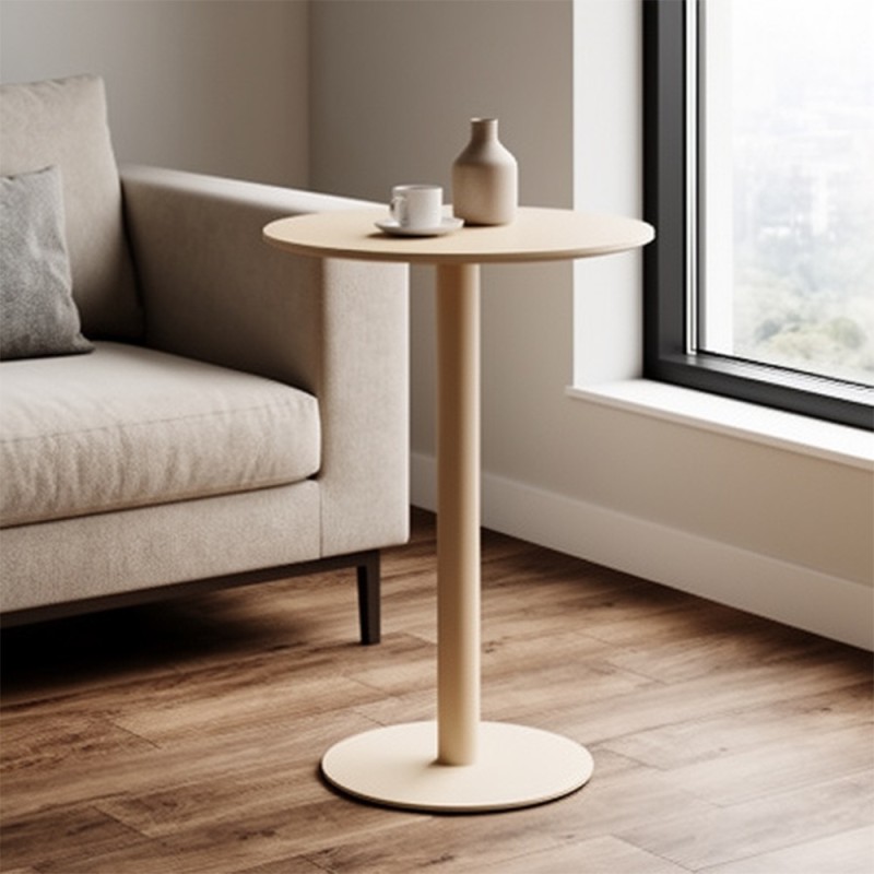 Masa bar Voluto, MDF, bej, efect travertin, D.70 cm, 213177B