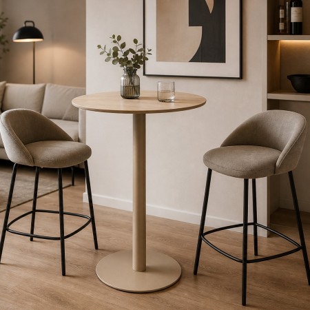Masa bar Voluto, MDF, bej, efect travertin, D.70 cm, 213177B 