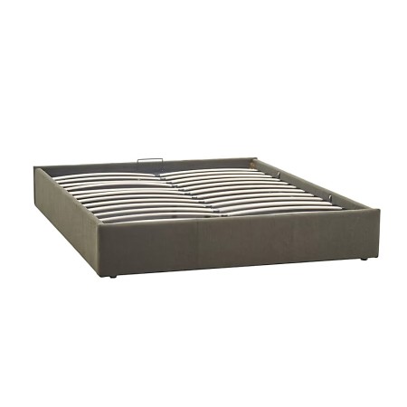 Pat cu spatiu de depozitare Luna, PAL, metal, textil, verde khaki, 160x200 cm, 213181C 