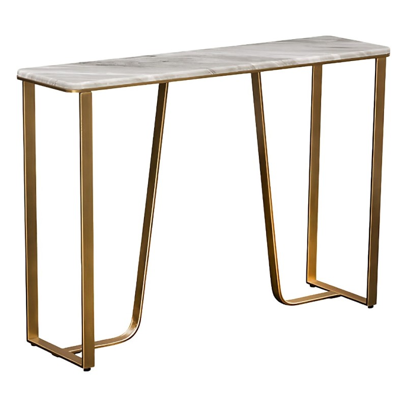 Consola Barrel, metal, MDF, folie PVC, auriu, L.120 cm, 213183A