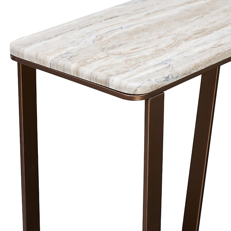 Consola Barrel, metal, MDF, folie PVC, maro ciocolatiu, L.120 cm, 213183B