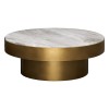 Masuta de cafea Barel, metal, MDF, folie aspect marmura, aurie, D.80 cm, 213184A
