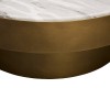 Masuta de cafea Barel, metal, MDF, folie aspect marmura, aurie, D.80 cm, 213184A