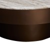 Masuta de cafea Barrel, metal, MDF, folie aspect marmura, maro ciocolatiu, D.80 cm, 213184B