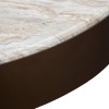 Masuta de cafea Barrel, metal, MDF, folie aspect marmura, maro ciocolatiu, D.80 cm, 213184B