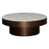 Masuta de cafea Barrel, metal, MDF, folie aspect marmura, maro ciocolatiu, D.80 cm, 213184B