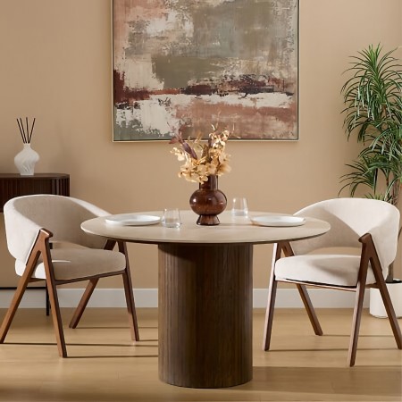 Masa dining Auren, MDF, ceramica, bej, D.120 cm, 213188 