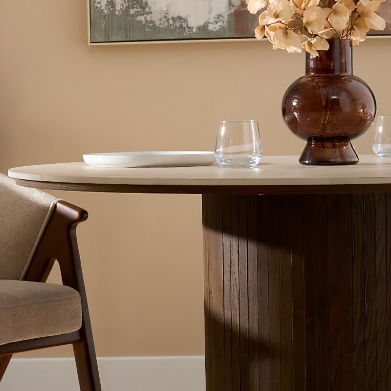Masa dining Auren, MDF, ceramica, bej, D.120 cm, 213188