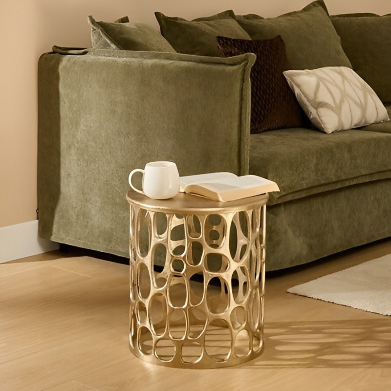 Masuta de cafea Mesh, metal, aurie, D.36 cm, 213190