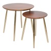 Set 2 masute de cafea Noida, metal, lemn de mango, auriu/maro, D.50 cm, 213191
