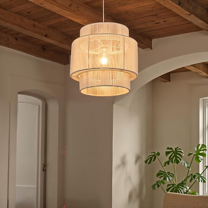 Suspensie Liby, metal, bumbac, alb, 1XE27, D.38 cm, 213716