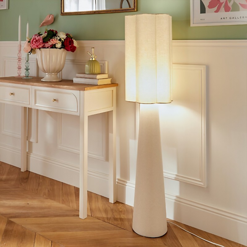 Lampadar Blanca, metal, ciment, PVC, bej, 2XE27, H.124 cm, 213724