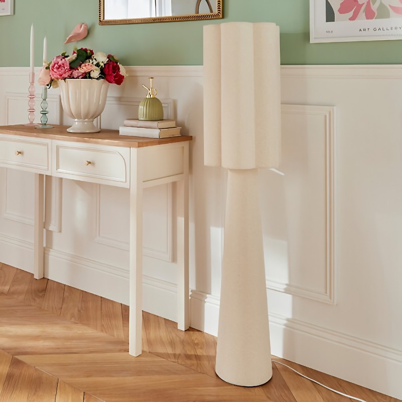 Lampadar Blanca, metal, ciment, PVC, bej, 2XE27, H.124 cm, 213724