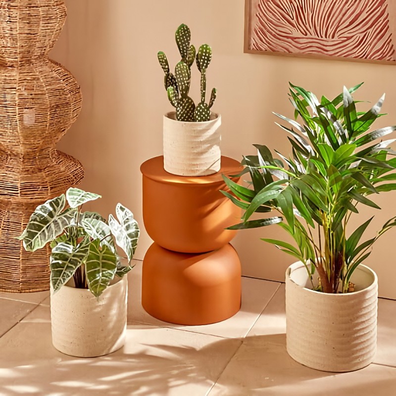 Set 3 ghivece Elly, ceramica, albe, D.25 cm, 214091