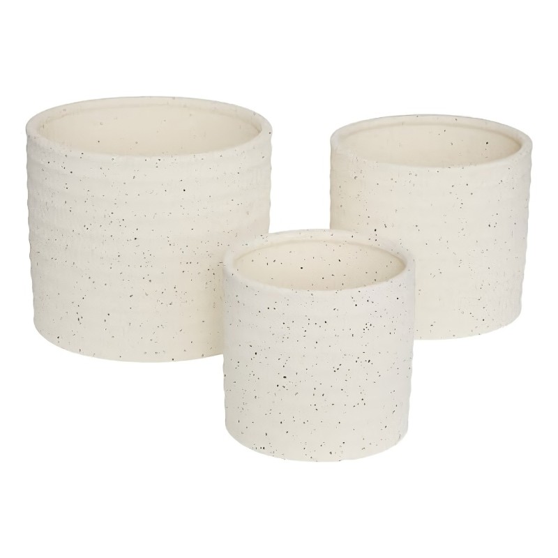 Set 3 ghivece Elly, ceramica, albe, D.25 cm, 214091