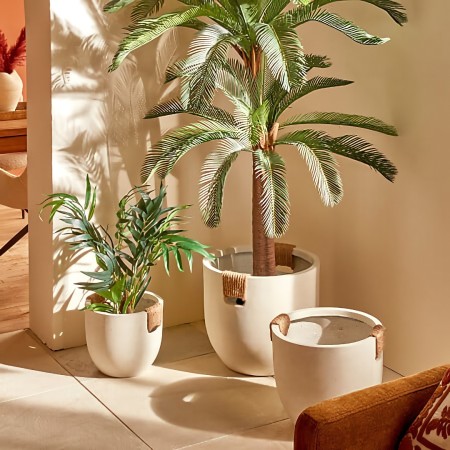Set 3 ghivece Sien, ceramica, albe, D.47 cm, 214099 