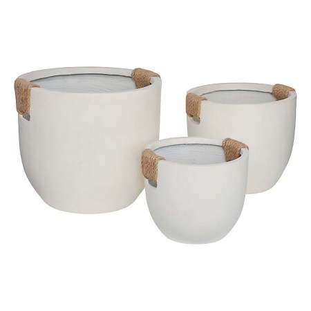 Set 3 ghivece Sien, ceramica, albe, D.47 cm, 214099 