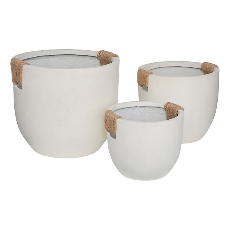 Set 3 ghivece Sien, ceramica, albe, D.47 cm, 214099