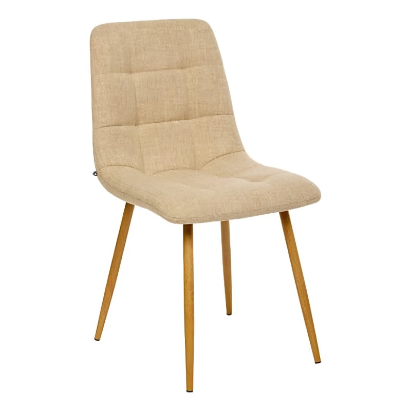 Scaun dining Sirac, metal, textil bej, H.84 cm, 214202A