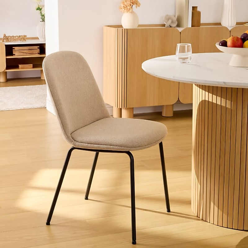 Scaun dining Neora, metal, poliester, bej, H.82 cm, 214204A