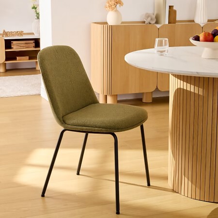 Scaun dining Neora, metal, poliester, verde cedar, H.82 cm, 214204C 