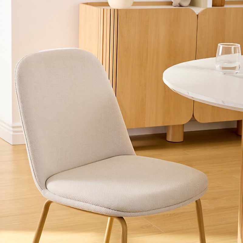 Scaun dining Neora, metal, poliester, ivoar, H.82 cm, 214204D