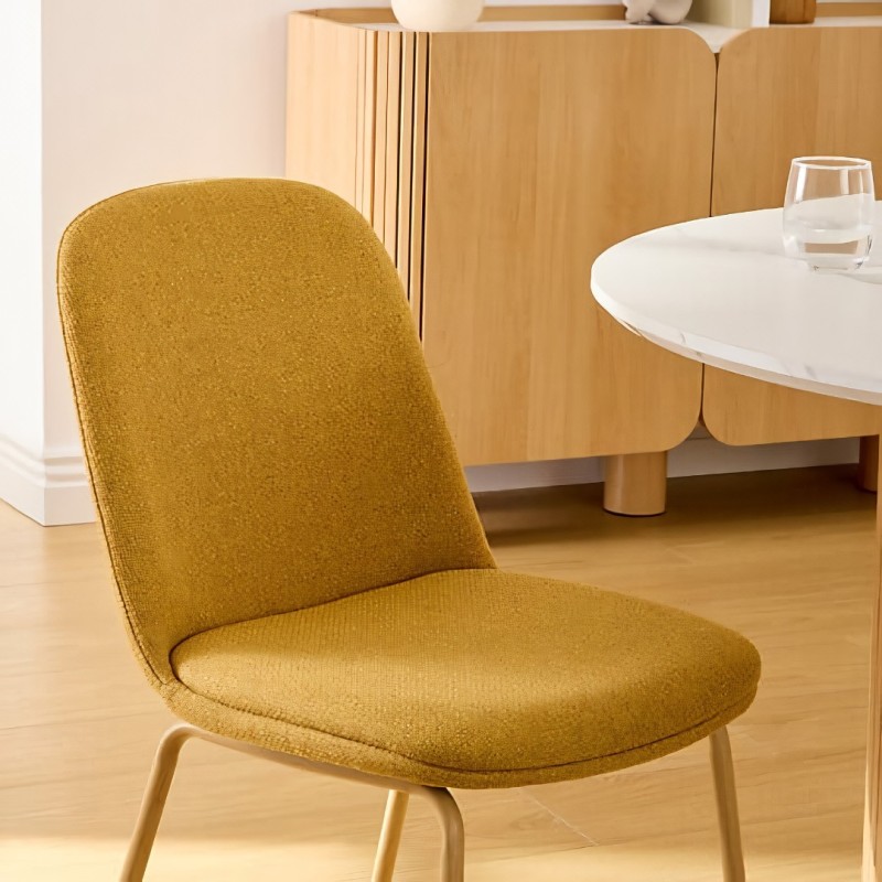 Scaun dining Neora, metal, poliester, ocru, H.82 cm, 214204E