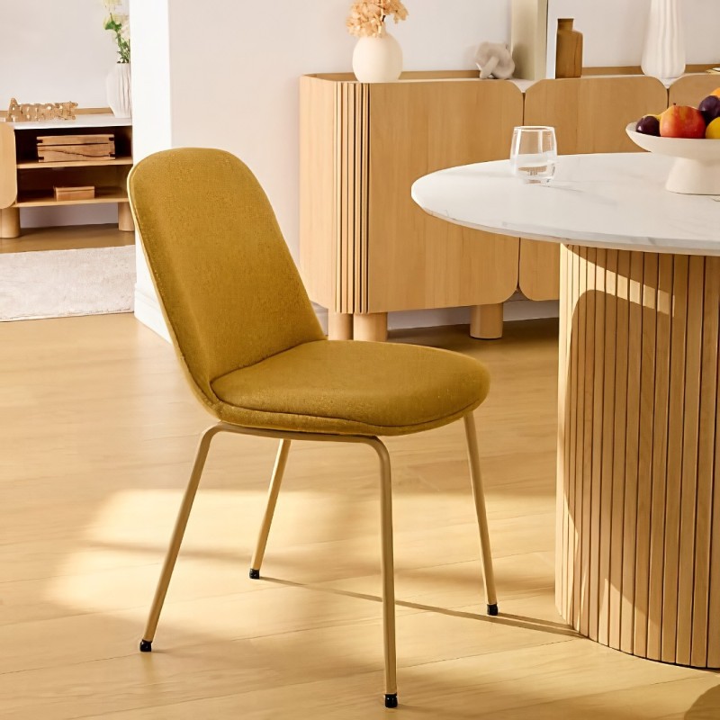 Scaun dining Neora, metal, poliester, ocru, H.82 cm, 214204E