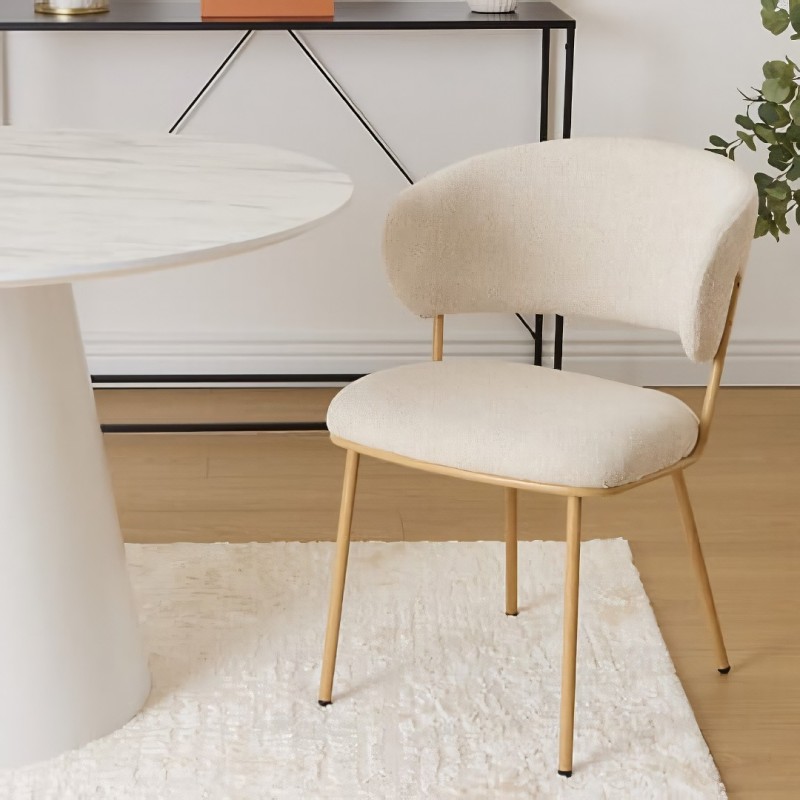 Scaun dining Alba, metal, poliester, bej, H.79 cm, 214205C