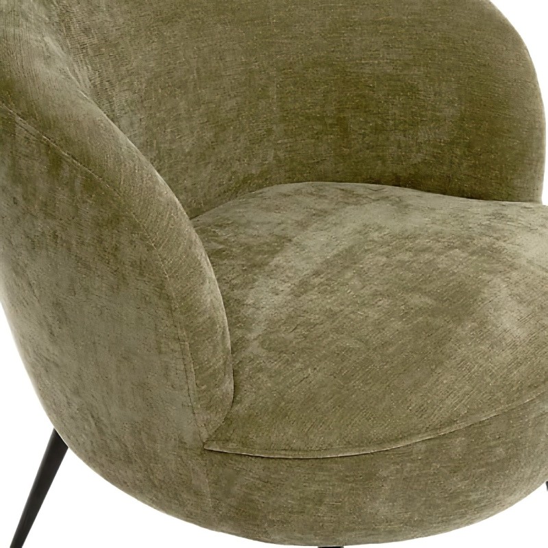 Fotoliu Tildae, picioare din metal, textil verde, H.71 cm, 214211B