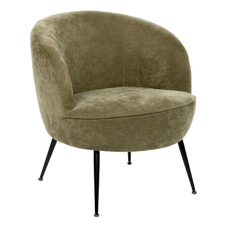 Fotoliu Tildae, picioare din metal, textil verde, H.71 cm, 214211B 
