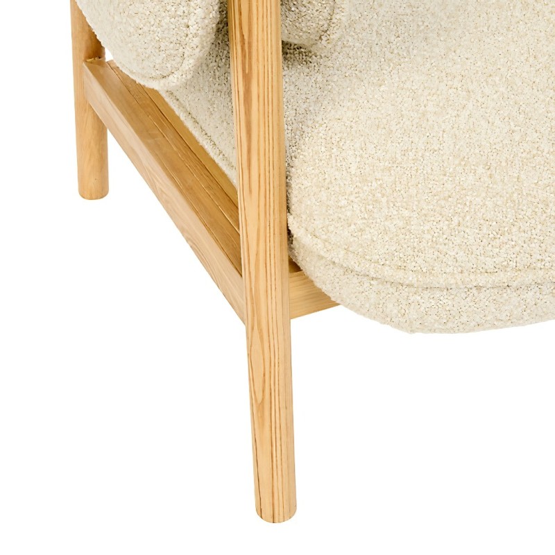 Fotoliu Ikaris, placaj frasin natural, boucle bej, H.83 cm, 214213